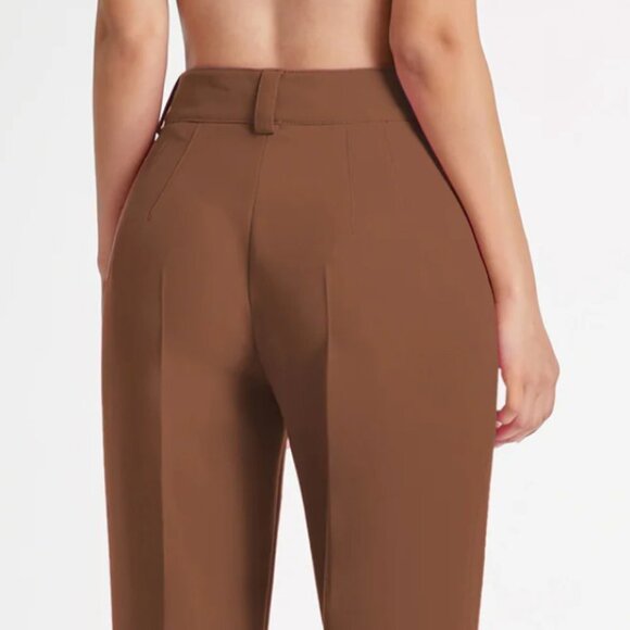 NWT Commense High Waisted Pleat Front Solid Colored Straight Leg Trousers - Picture 2 of 2